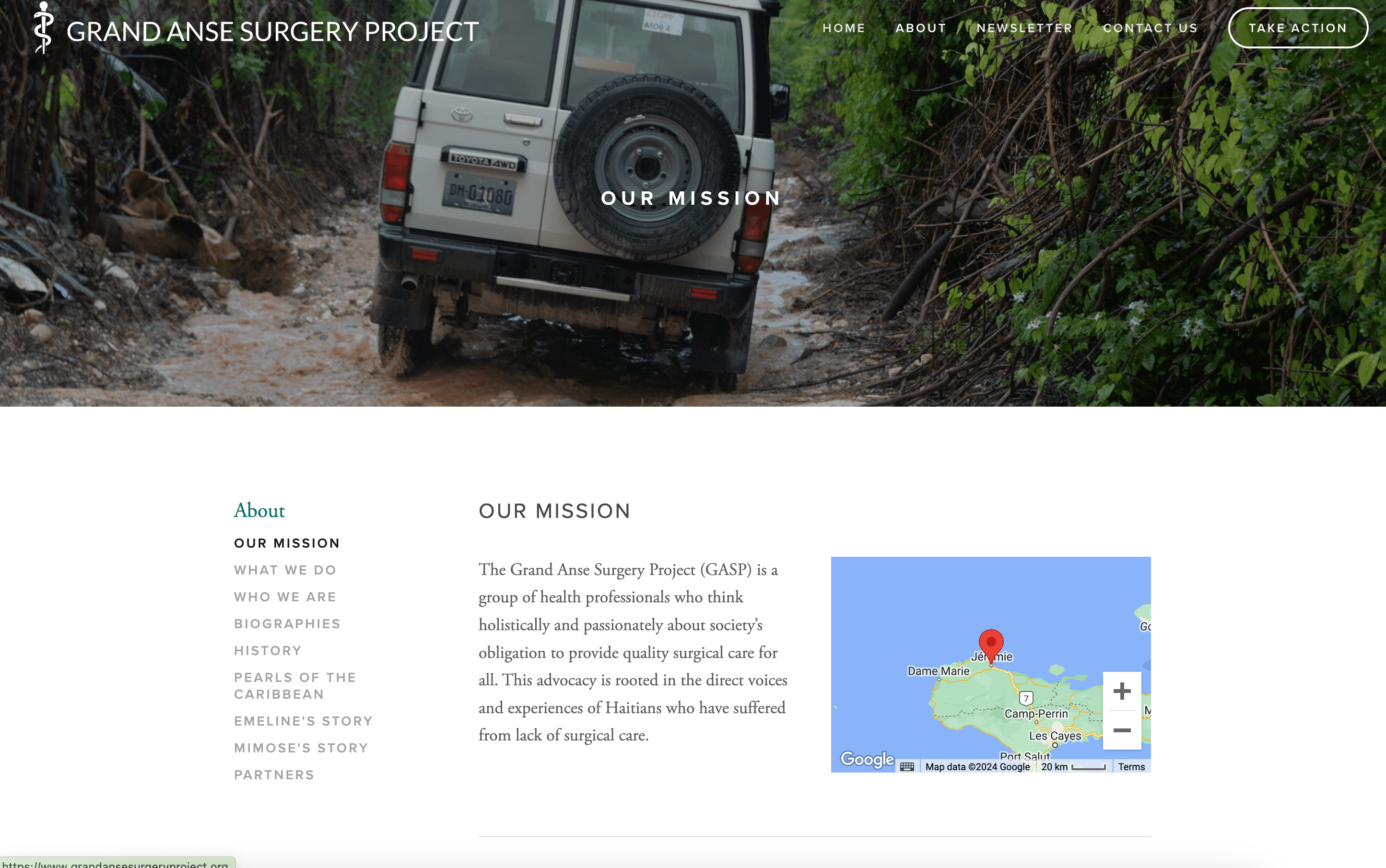 Grand Anse Surgery Project website screenshot